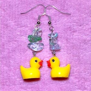 Yellow Duck Earrings for Kids